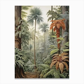 Vintage Jungle Botanical Illustration Palm Trees 1 Canvas Print