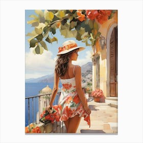 Woman On A Balcony art print Canvas Print