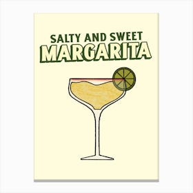 Salty And Sweet Margarita - A Margarita Cocktail Illustration Canvas Print