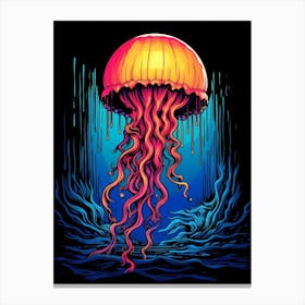 Jellyfish Retro Pop Art 4 Canvas Print