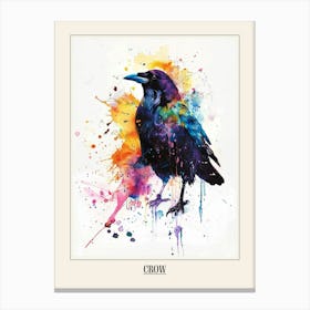 Crow Colourful Watercolour 3 Poster Canvas Print