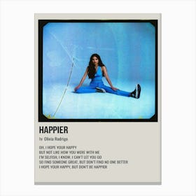 Happier By Olivia Rodrigo Poster Canvas Print