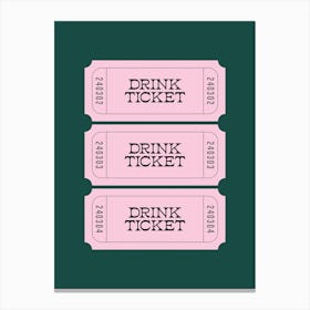 Teal And Pink Drink Ticket Canvas Print