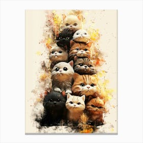 Cats In A Tower Canvas Print