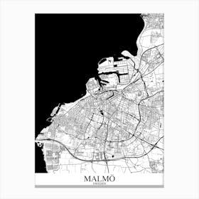 Malmo White Black Canvas Print