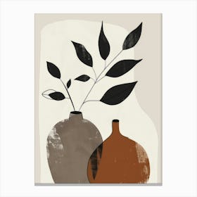 Two Vases With Leaves 3 Canvas Print