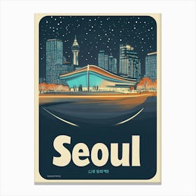 Aihrgdesign A Retro Travel Poster For Seoul Featuring The Fut 628f44e2 6763 45f4 A9d9 Ea609b1481ca 2 Canvas Print