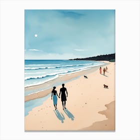 People On The Beach Painting (1) Canvas Print