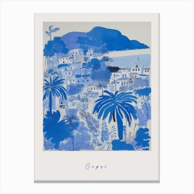 Capri Italy Blue Drawing Poster Canvas Print