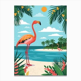 Greater Flamingo Celestun Yucatan Mexico Tropical Illustration 9 Canvas Print