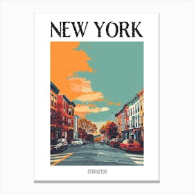 Stapleton New York Colourful Silkscreen Illustration 3 Poster Canvas Print
