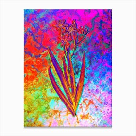 Blackberry Lily Botanical in Acid Neon Pink Green and Blue n.0147 Canvas Print