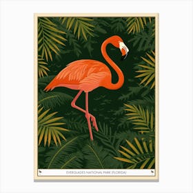 Greater Flamingo Everglades National Park Florida Tropical Illustration 2 Poster Canvas Print
