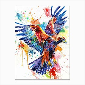 Hawk Colourful Watercolour 3 Canvas Print