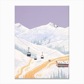 Verbier   Switzerland, Ski Resort Pastel Colours Illustration 2 Canvas Print