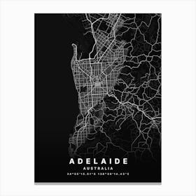 Adelaide Australia Black Map Canvas Print