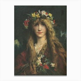 Girl With Flowers 1 Canvas Print