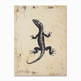 Black Lizard Block Print 2 Canvas Print