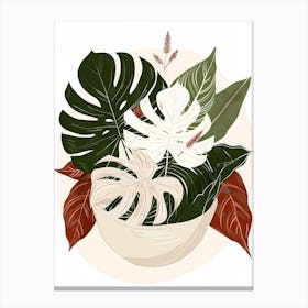 Tropical Leaves In A Bowl Canvas Print