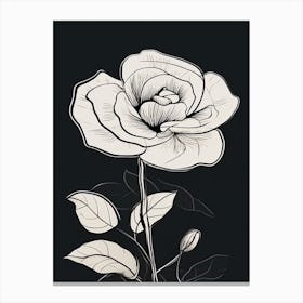 Line Art Roses Flowers Illustration Neutral 16 Canvas Print