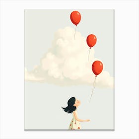 Girl With Red Balloons Canvas Print