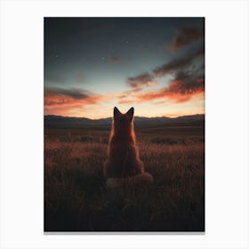 Fox At Sunset. Generated AI. Art Print Canvas Print