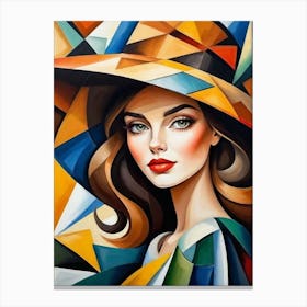 Woman In A Hat - Cubism 4 Canvas Print