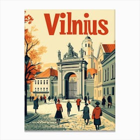 Aihrgdesign A Retro Travel Poster For Vilnius 1 Canvas Print