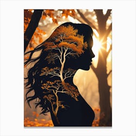 Autumn Tree Silhouette Canvas Print