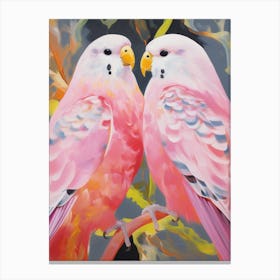 Pink Ethereal Bird Painting Budgerigar 2 Canvas Print