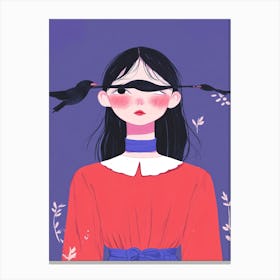 Girl With Birds Canvas Print