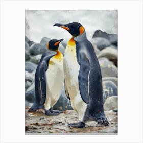 King Penguin Floreana Island Colour Block Painting 1 Canvas Print