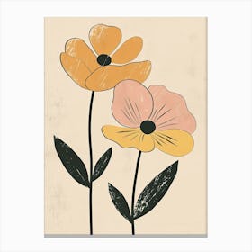 Quebec City Flower Market Boho Minimalist Style Canvas Print