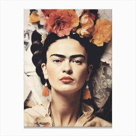 Frida Beauty Face, beige Boho Style Canvas Print