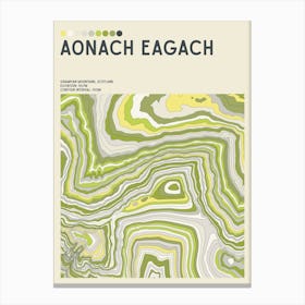 Aonach Eagach Scotland Topographic Contour Map Canvas Print