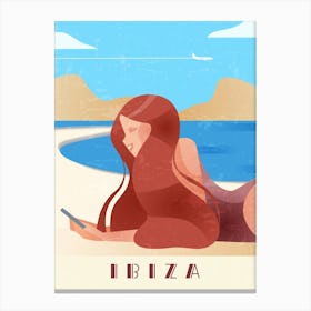 Ibiza, Spain - Boho Retro travel poster Canvas Print