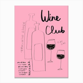 Pink Wine Club Art Print Canvas Print