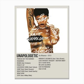 Unapologetic By Rihanna 2012 Poster Canvas Print