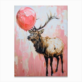 Cute Elk 1 With Balloon Canvas Print