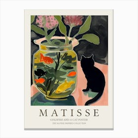 Goldfish And Black Cat Matisse Inspired Canvas Print