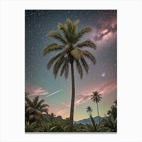 Palm Tree Under The Stars no1 Canvas Print