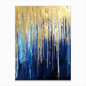 Blue And Gold Abstract Painting Canvas Print