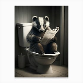 Badger Reading Newspaper Canvas Print