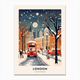 Winter Night  Travel Poster London United Kingdom 6 Canvas Print