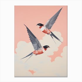 Vintage Japanese Inspired Bird Print Barn Swallow 5 Canvas Print