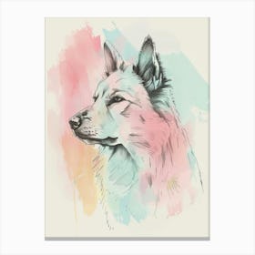Pastel Norwegian Buhund Dog Line Illustration 1 Canvas Print