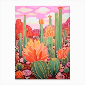 Cactus In The Desert Painting Notocactus 2 Canvas Print