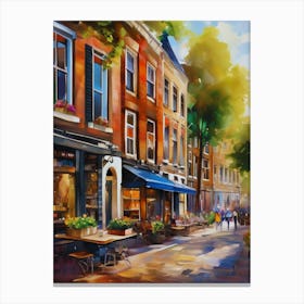 The city of Amsterdam,Netherlands, streets, cafes, passing by, the beauty of summer, oil colors.23 Canvas Print