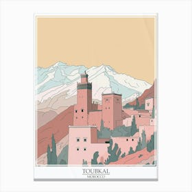 Toubkal Morocco Color Line Drawing 6 Poster Canvas Print