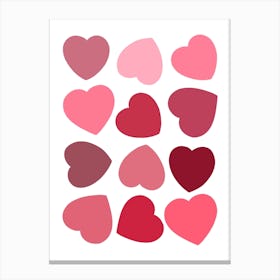 Heart Pattern in Red and Pink Canvas Print